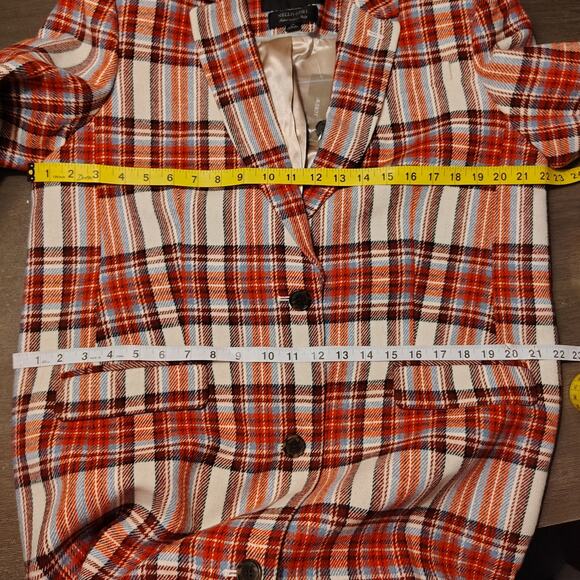 J. crew Alfie topcoat Ivory Red in Vintage Plaid Italian Wool Coat Size 14 - Picture 7 of 15